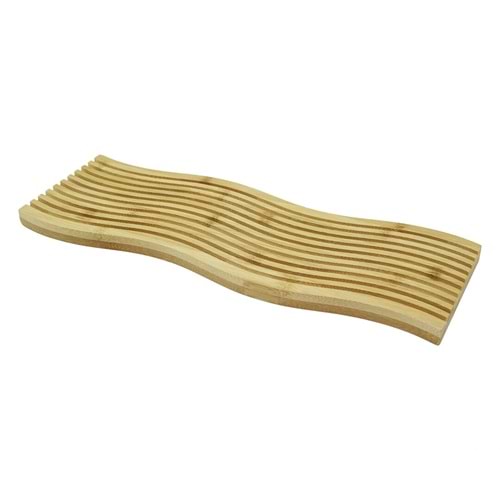 DALGALI KENAR ÇİFT TARAF=DÜZ - DALGALI OYUK KANALLI AHŞAP BAMBU SUNUM TEPSİ 15X39X1.5CM (5047)