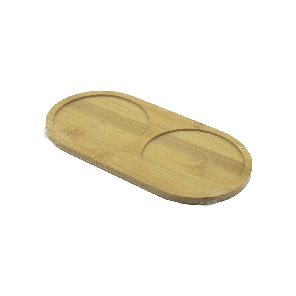 2 BÖLMELİ OVAL AHŞAP BAMBU YAĞDANIK ALTLIK 12X24X0.8CM (5047)