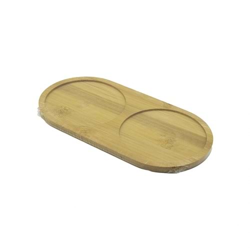 2 BÖLMELİ OVAL AHŞAP BAMBU YAĞDANIK ALTLIK 12X24X0.8CM (5047)