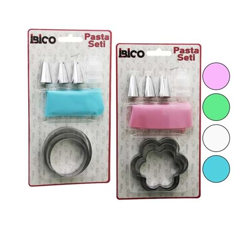 8PCS PASTA SÜSLEME SETİ - 3-KURABİYE KALIP=YUVARLAK - ÇİÇEK 1-KREMA TORBASI - 3-METAL+1-PLS.UÇ (5047)