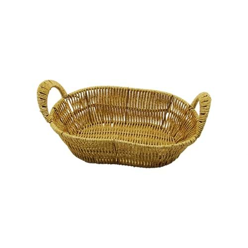 OVAL PLASTİK HASIR EKMEK - ÇOK AMAÇLI SEPET KULPLU - METAL İSKELET TABAN:14X21- AĞIZ:19X27CM D:7.5CM (5047)