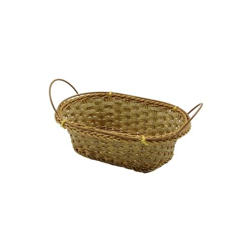 OVAL PLASTİK HASIR EKMEK - ÇOK AMAÇLI SEPET KULPLU - METAL İSKELET TABAN:11X18- AĞIZ:18X24.5CM D:8CM (5047)