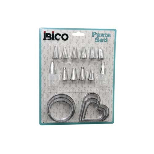 20PCS PASTA SÜSLEME UÇ SETİ= 12-METAL KURABİYE KALIP METAL=3-KALP - 3-YUVARLAK 2-UÇ TUTUCU PLS.ADAPTÖR (5047)