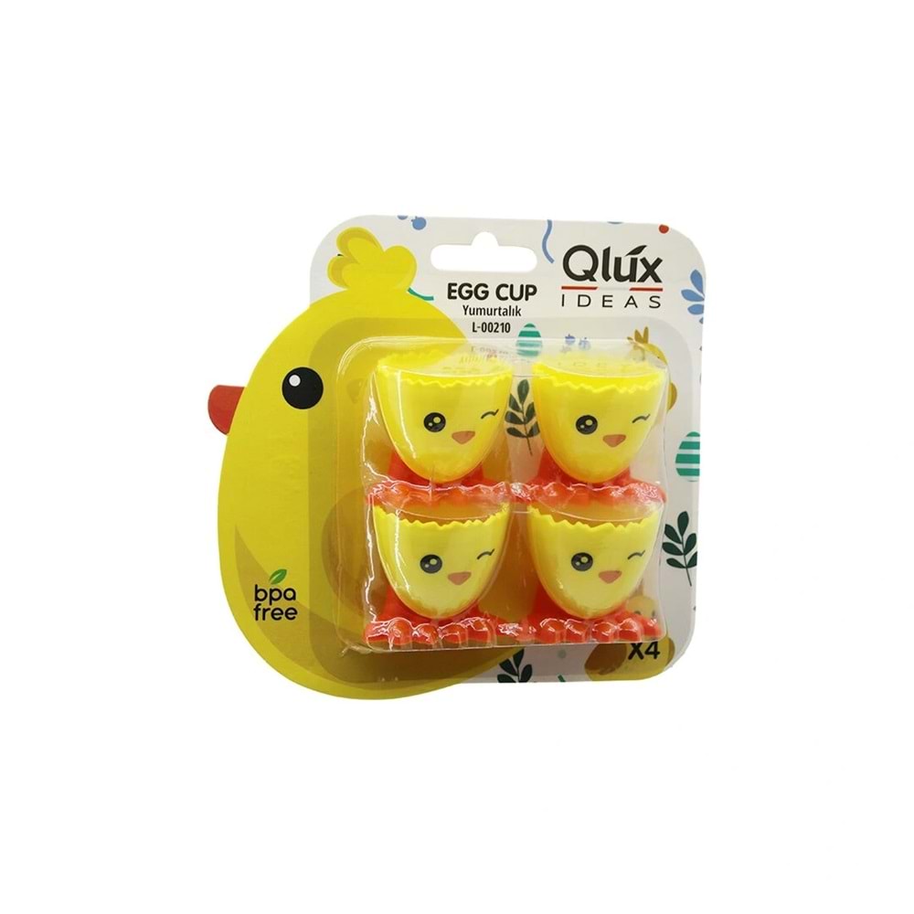 EGG CUP 4PCS YUMURTALIK EMOJİ DESEN - RENKLİ PLASTİK CİVCİV AYAKLI - 1/2 KIRIK YUMURTA KABUK MODEL (5047)