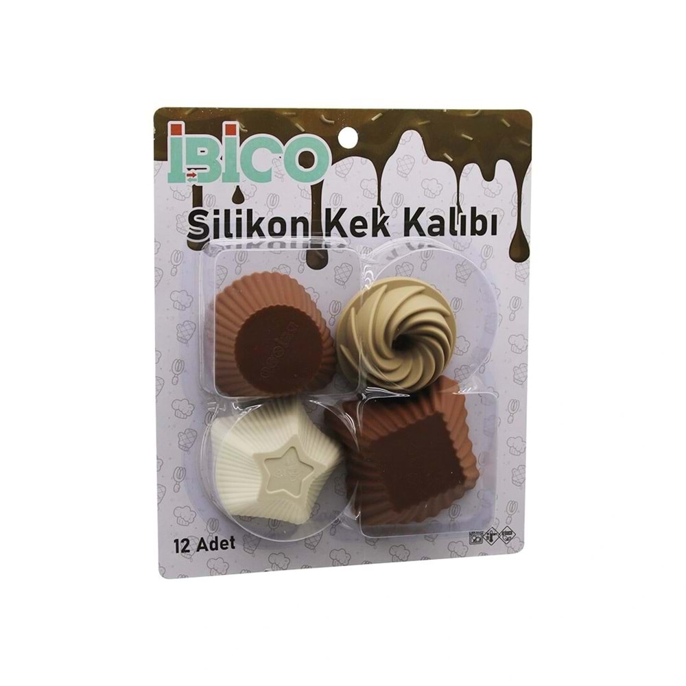 12PCS RENKLİ SİLİKON MUFFİN - KEK KALIP MİX ŞEKİL= 3-DİKDÖRTGEN - 3-YUVARLAK - 3-RÜZGAR GÜLÜ - 3-YILDIZ (5047)