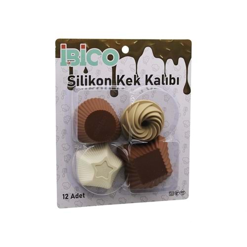 12PCS RENKLİ SİLİKON MUFFİN - KEK KALIP MİX ŞEKİL= 3-DİKDÖRTGEN - 3-YUVARLAK - 3-RÜZGAR GÜLÜ - 3-YILDIZ (5047)