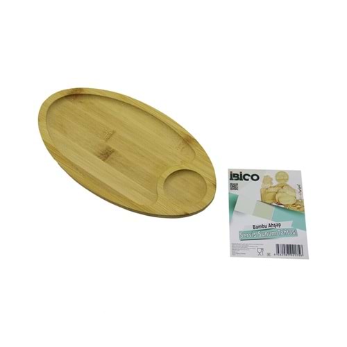 OVAL 2 BÖLMELİ=1+1 AHŞAP BAMBU SERVİS SUNUM TEPSİ - TAHTASI MİNİ TEPSİ 25 X 14 X 1.4CM (5047)