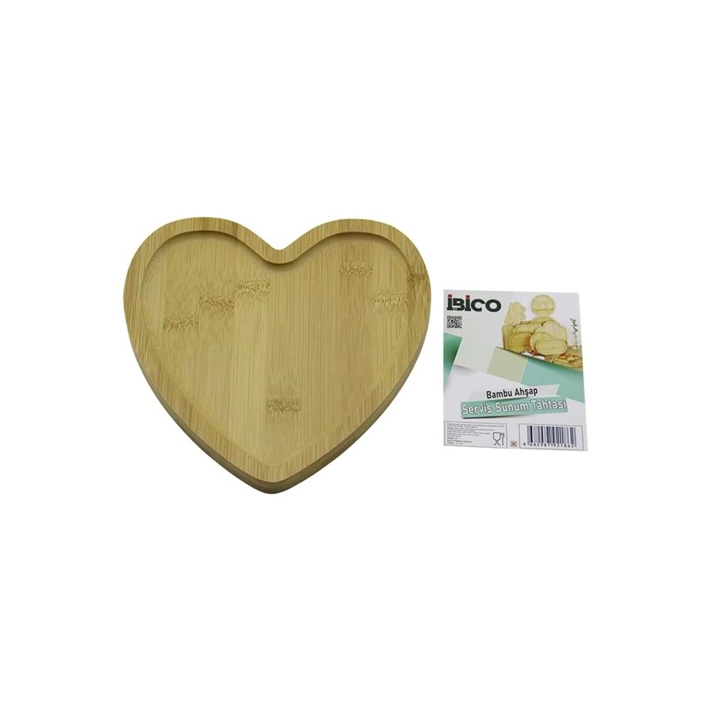 KALP MODEL AHŞAP BAMBU SERVİS SUNUM TEPSİ - TAHTASI 20.5 X 19.5 X 1.4CM (5047)