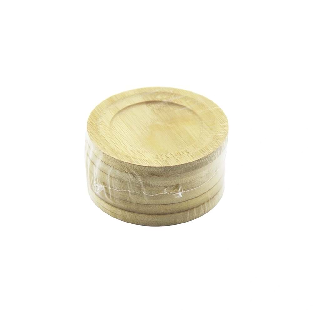 YUVARLAK= ÇAP: 9.7CM 6PCS BAMBU - AHŞAP ÇAY TABAK (5047)