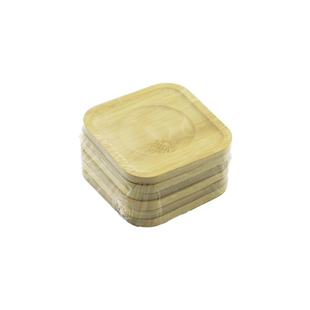 KARE= 9.7 X 9.7CM 6PCS BAMBU - AHŞAP ÇAY TABAK (5047)