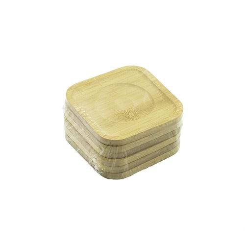 KARE= 9.7 X 9.7CM 6PCS BAMBU - AHŞAP ÇAY TABAK (5047)