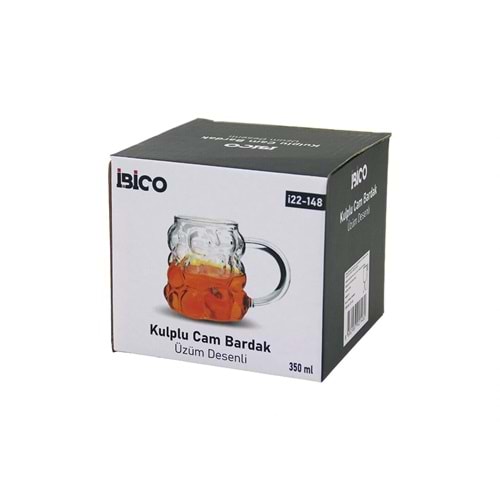 ÜZÜM - KABARCIKLI KULPLU CAM BARDAK TERMİSİL - ISIYA DAYANIKLI BOROSİLİKAT 350ML (5047)