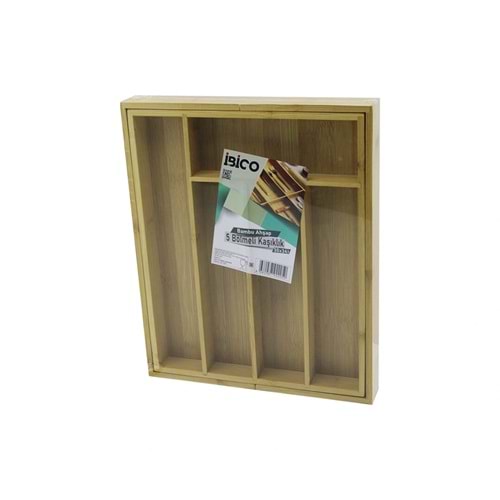 5 BÖLMELİ AHŞAP BAMBU KAŞIKLIK 30X34CM (5047)