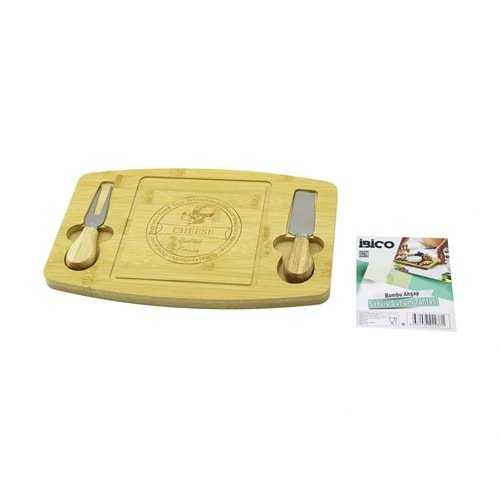 DİKDÖRTGEN - BOMBELİ KENAR2-BIÇAK=SAĞ-SOL AHŞAP BAMBUKAHVALTI PEYNİR SUNUM PANO BIÇAK=AHŞAP SAPLI19X28.7X1.4CM (5047)