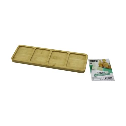 DİKDÖRTGEN 4 BÖLMELİ AHŞAP BAMBU SERVİS SUNUM TEPSİ - TAHTASI MİNİ TEPSİ 33 X 10 X 1.4CM (5047)