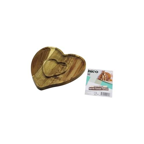 AKASYA KALP MODEL 2 BÖLMELİ=1+1 AHŞAP BAMBU SERVİS SUNUM TEPSİ - TAHTASI 20.5 X 19.5 X 1.4CM (5047)
