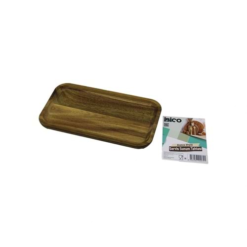 AKASYA DİKDÖRTGEN AHŞAP SERVİS SUNUM TEPSİ - TAHTASI MİNİ TEPSİ 25 X 14 X 1.4CM (5047)