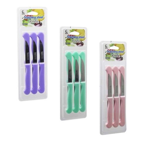6PCS MEYVE BIÇAK RENKLİ PLASTİK SAPLI VAKUMLU AMBALAJ BRKT-806155 (5047)