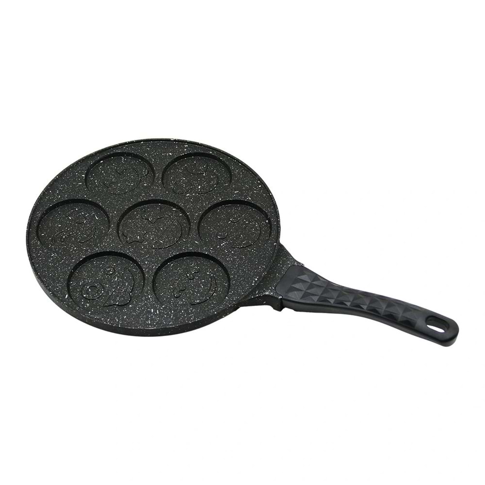 BÖLMELİ EMOJİLİ DÖKÜM PANKEK TAVA 28CM KABARTMA PİRAMİT DESENLİ BAKALİT SAP=18.2CM POŞETLİ AMBALAJ (5047)