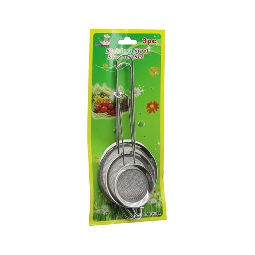 3PCS SET MİNİ= 5-7-8CM TEL SÜZGEÇ METAL ÇERÇECE METAL SAP=8.5-10.5-10.5CM (5047)