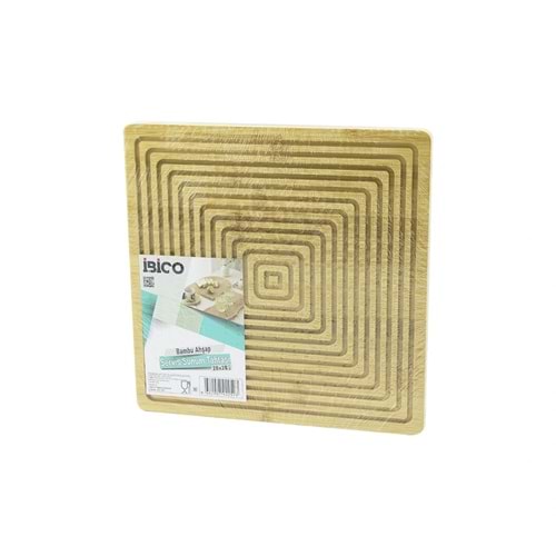 KARE ÇİFT TARAFLI=DÜZ - KANALLI AHŞAP BAMBU SUNUM TEPSİ 28X28CM (5047)