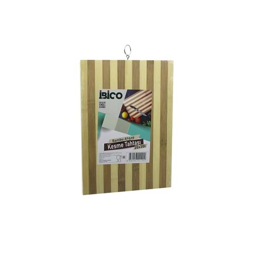 20 X 30 X 1.4CM BEYAZ ÇİZGİLİ AHŞAP BAMBU KESİM PANOSU - KESME TAHTASI METAL KULPLU (5047)