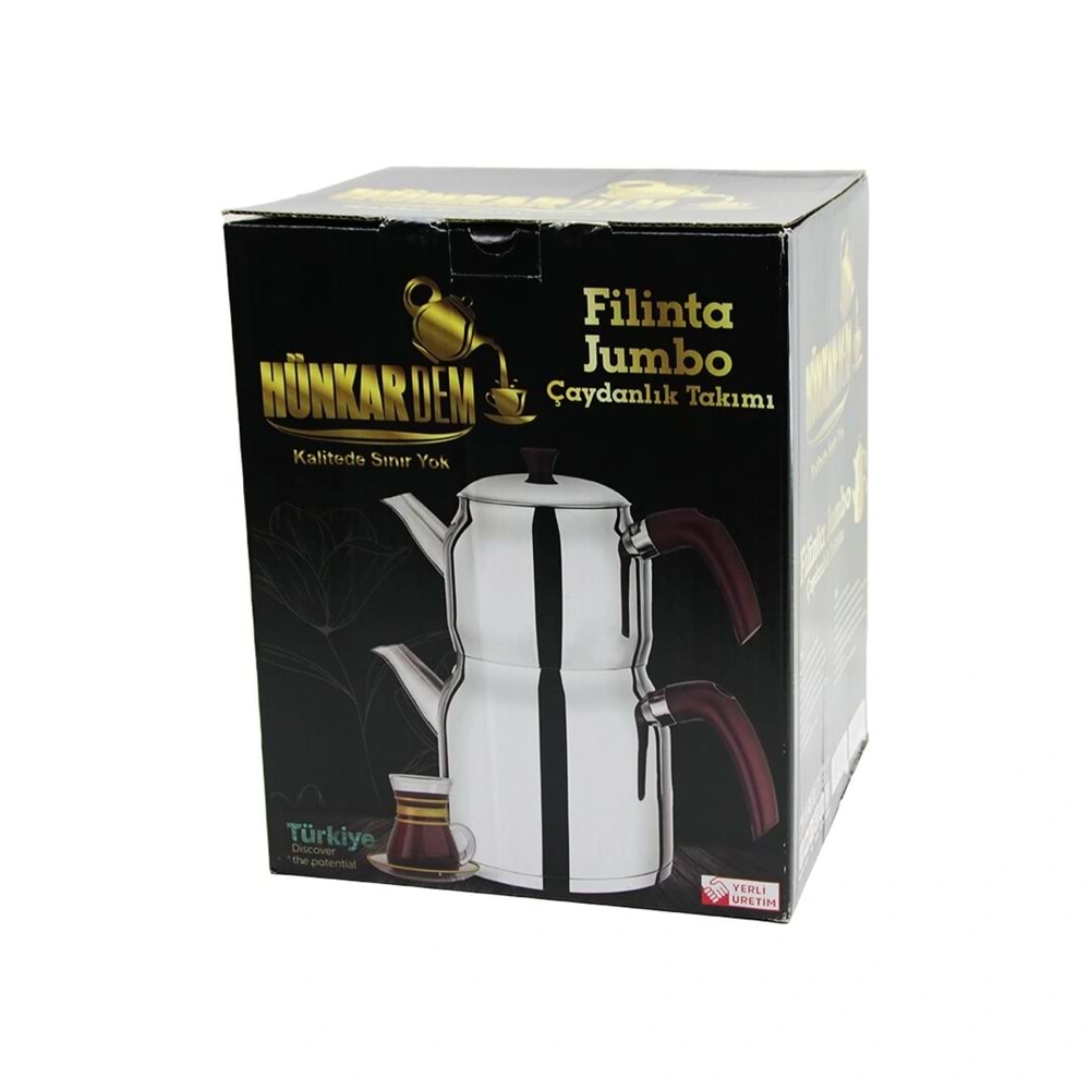 FİLİNTA JUMBO BOY ÇELİK ÇAYDANLIK SETİ ÇİFT KAPAKLI RENKLİ BAKALİT KULP ÜST DEMLİK: 2LT - ALT SULUK: 4LT KENDİNDEN SÜZGEÇLİ (5047)