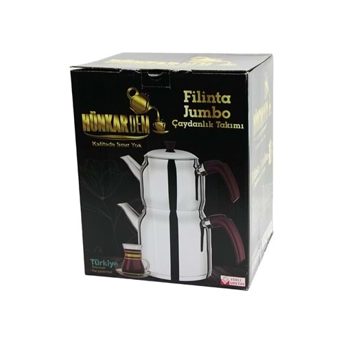 FİLİNTA JUMBO BOY ÇELİK ÇAYDANLIK SETİ ÇİFT KAPAKLI RENKLİ BAKALİT KULP ÜST DEMLİK: 2LT - ALT SULUK: 4LT KENDİNDEN SÜZGEÇLİ (5047)