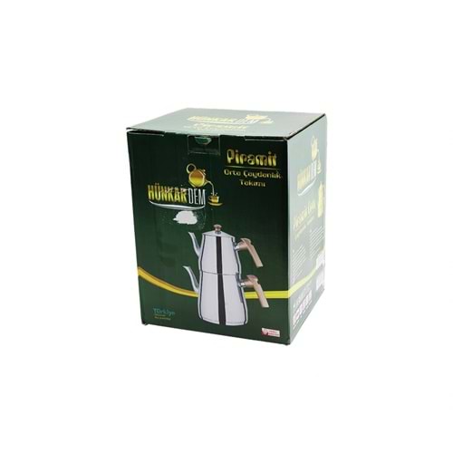 PİRAMİT ORTA BOY ÇELİK ÇAYDANLIK SETİ - TAKIMI RENKLİ BAKALİT KULP ÜST DEMLİK : 1.1LT - ALT SULUK: 2LT KENDİNDEN SÜZGEÇLİ (5047)