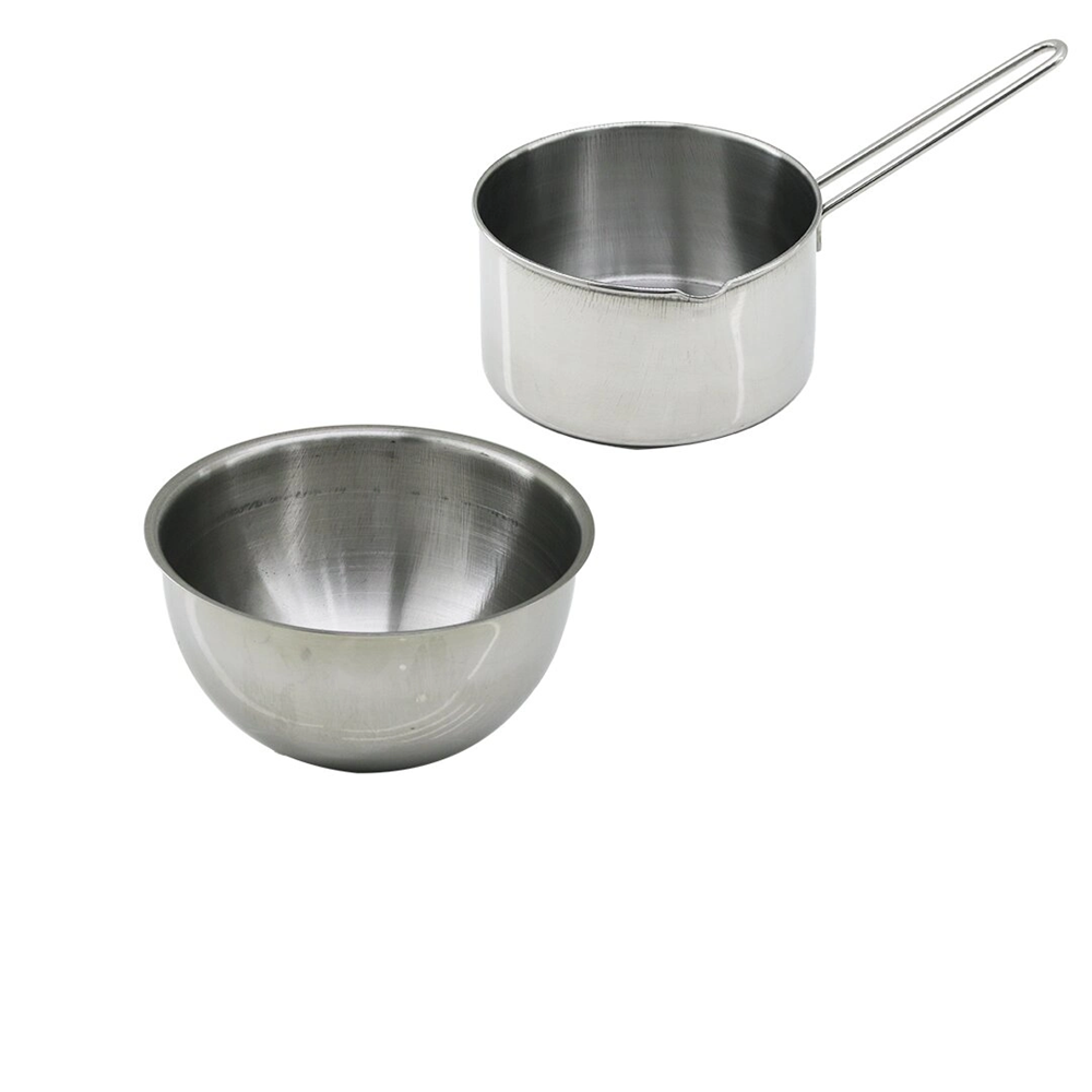 2PCS SET PASLANMAZ ÇELİK CHEFF SÜTLÜK - SOSLUK=14CM - DERİN KAP=17CM (5047)