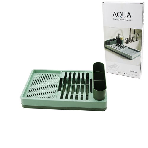 YEŞİL TEZGAH ÜSTÜ BULAŞIKLIK TABAKLIK - KAŞIKLIK 26X42X12CM (5047)