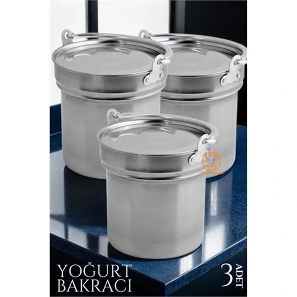 Paslanmaz Çelik Yoğurt Bakracı 3 ADET 5 Lt
