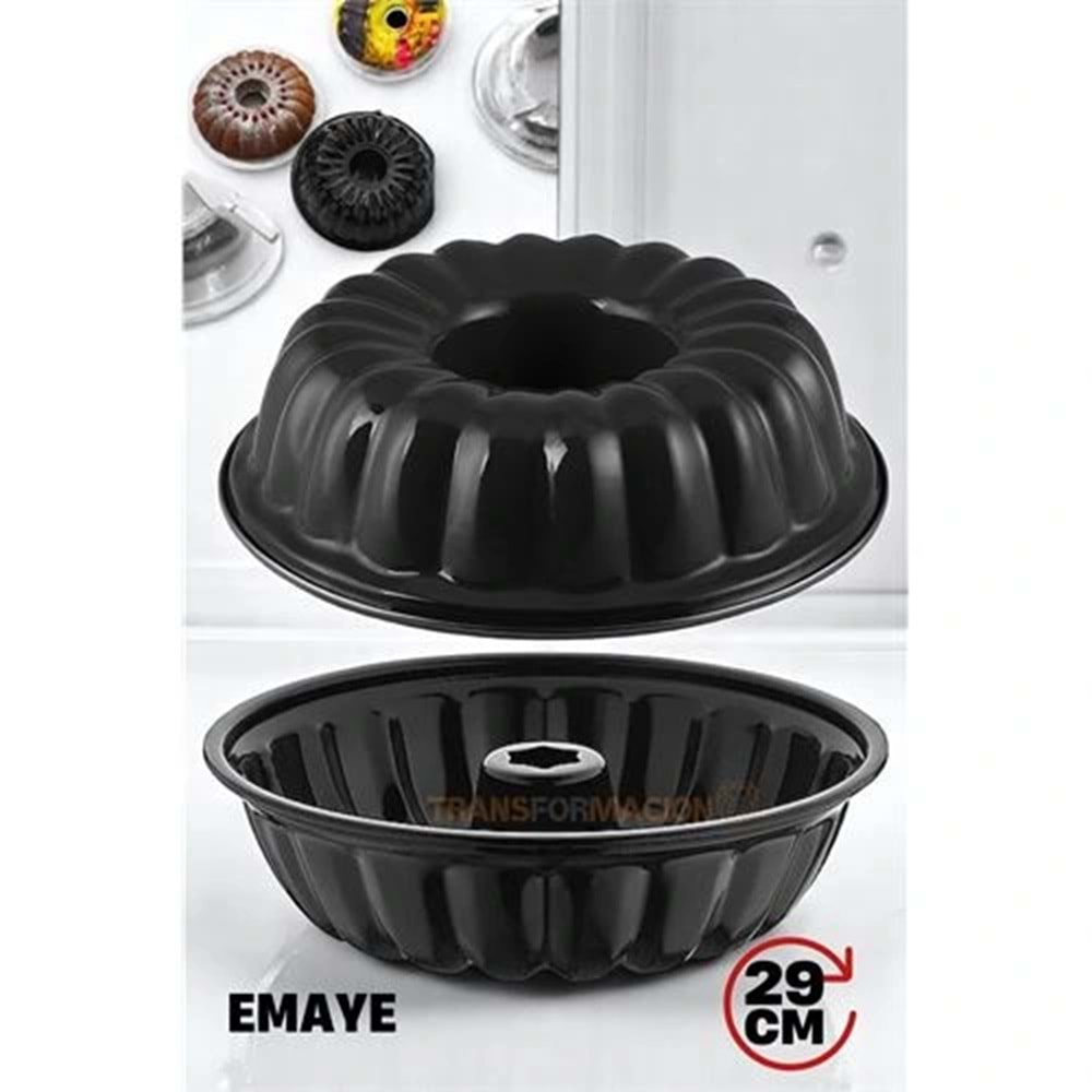 Emaye Kek Kalıbı - Yapışmaz Siyah Emaye Kek Kalıbı 29 CM