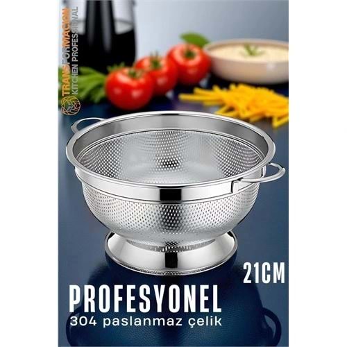 Ayaklı Kevgir - 304 Paslanmaz Çelik Profesyonel Ayaklı Süzgeç 21 Cm