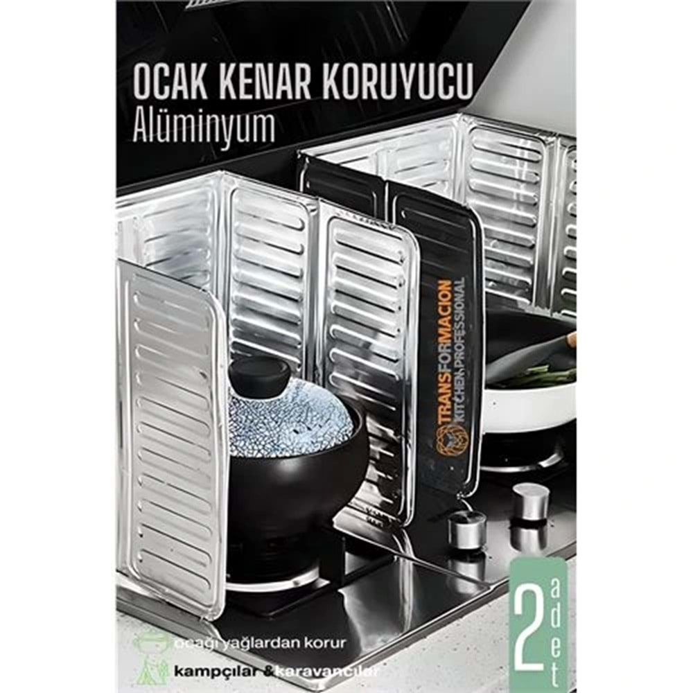 Ocak Kenar Koruyucu 2 Lİ Alüminyum Levha - Ev Kamp Karavan Ocak Koruyucu