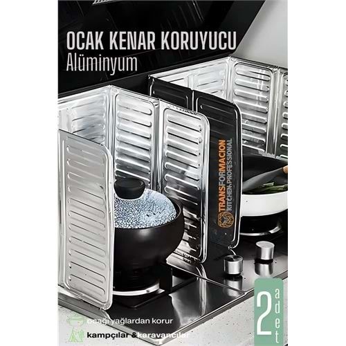 Ocak Kenar Koruyucu 2 Lİ Alüminyum Levha - Ev Kamp Karavan Ocak Koruyucu