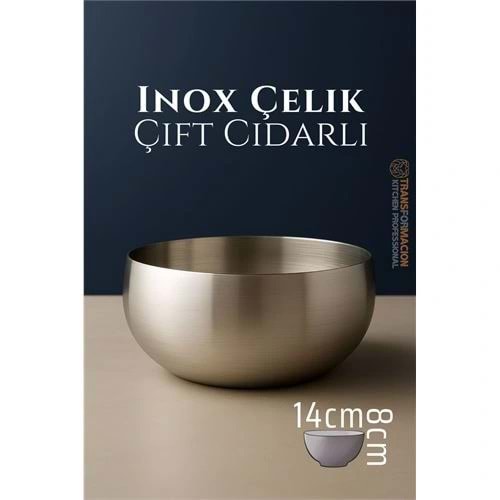 Çift Cidarlı Kase - Inox Çelik Kase 14 cm