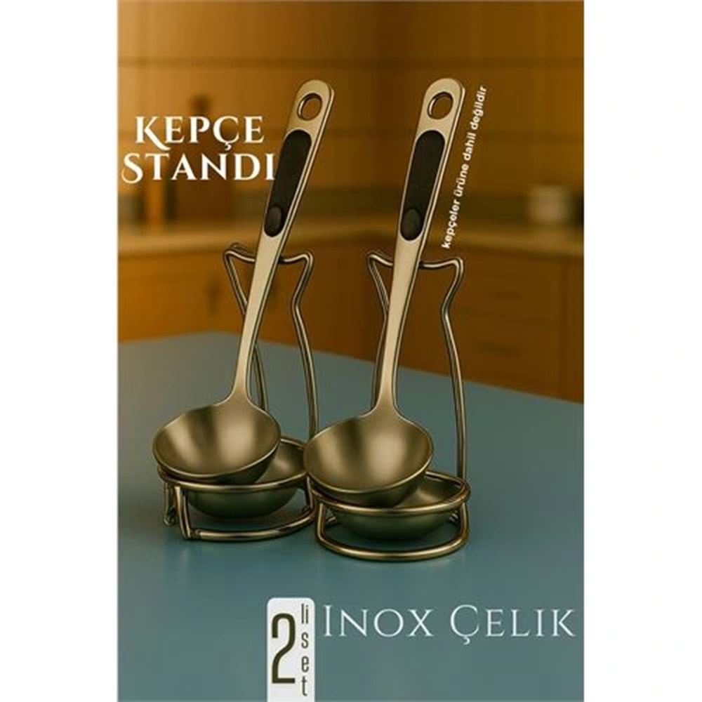 Inox Kepçe Standı - 2 li Kaşık Kepçe Standı- Profesyonel Şef Tasarımı