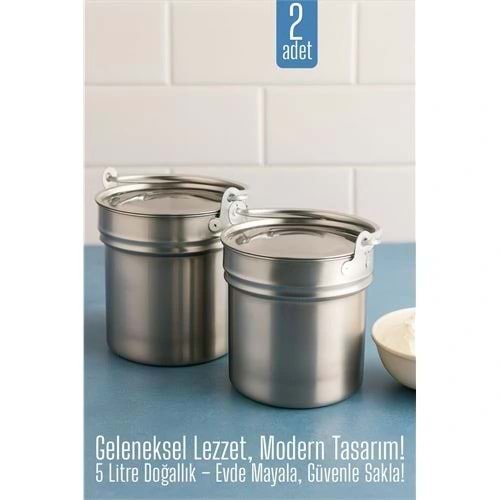 2 li Yoğurt Bakracı – Paslanmaz Çelik 5 Litre | Kapaklı, Hijyenik ve Dayanıklı