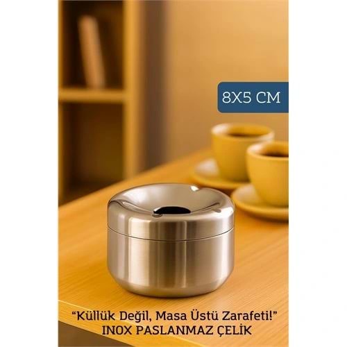 Inox Paslanmaz Çelik Küllük – 8 x 5 cm | Modern, Hijyenik ve Dayanıklı Tasarım