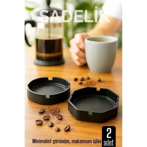 2 li Karbon Plastik Küllük Seti - Masaüstü Küllük Kaymaz, Hafif ve Şık Tasarım