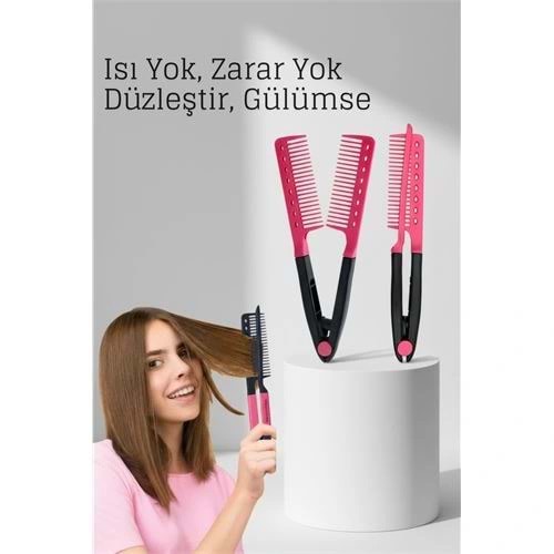 Manuel V Tipi Keratin Saç Düzleştirici – Isısız, Taraklı Saç Maşası Pratik ve Taşınabilir