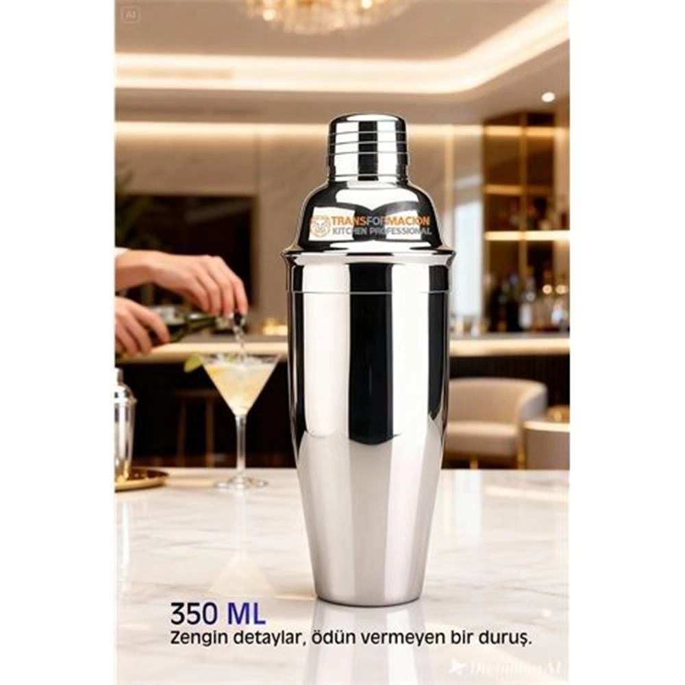 350 ml Inox Shaker - Kokteyl Karıştırma Kabı Süzgeçli Bar Shaker Paslanmaz Çelik