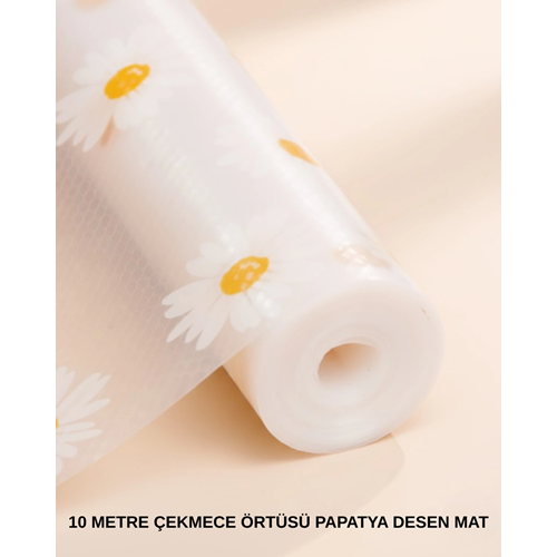 10 Metre Papatya Desenli Yapışmaz Kaydırmaz Çekmece Örtüsü
