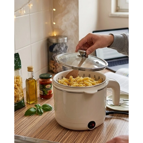 Elektrikli Mini Tencere 1 Litre Çorba Pilav Makarna Pişirici Çok Fonksiyonlu
