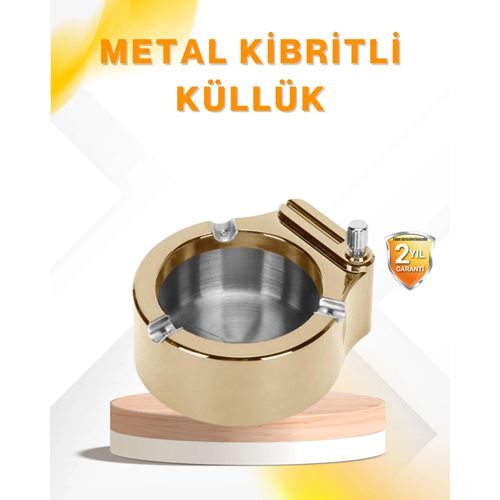 Çakmak Entegreli Küllük Yeniden Doldurulabilir Metal Gövde