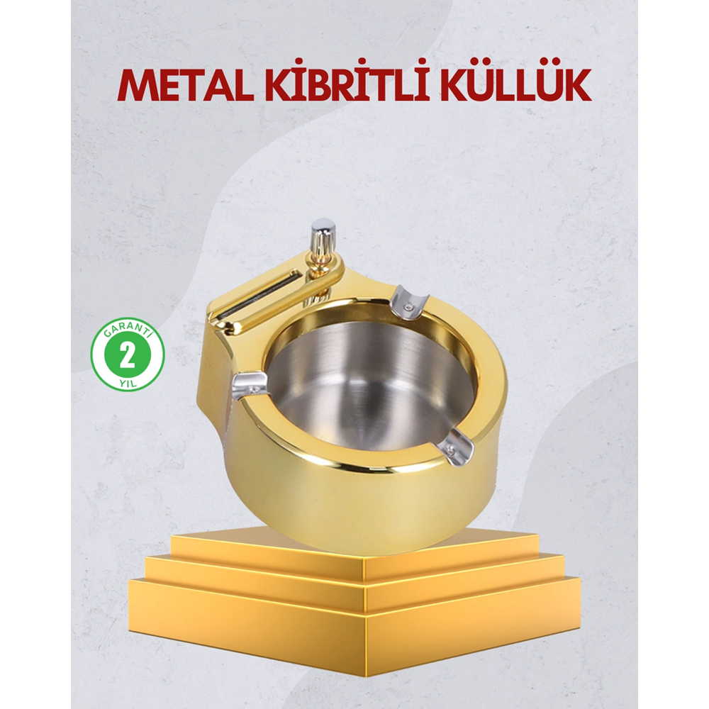 Paslanmaz Çelik Küllük Çakmaklı Masa Üstü Kullanım