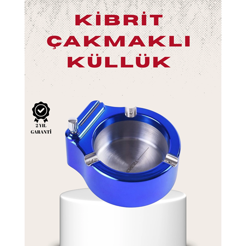 Metal Küllük ve Çakmak Seti Yuvarlak Modern Tasarım