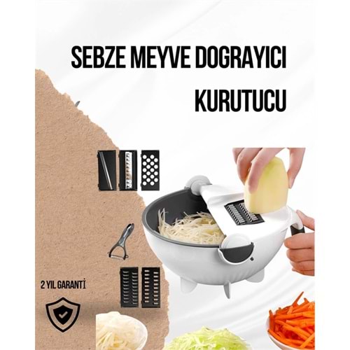 Döner Mekanizmalı Rende lı Sebze Dilimleyici Seti