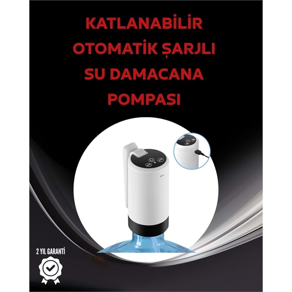 Otomatik Şarjlı Damacana Pompası Ev Ofis Kamp Kullanım